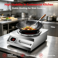 Table de cuisson à induction commerciale SEMIKRON 5000W haute puissance, multifonctionnelle, concave, pour sautés, à commande par bouton, garantie 24 mois