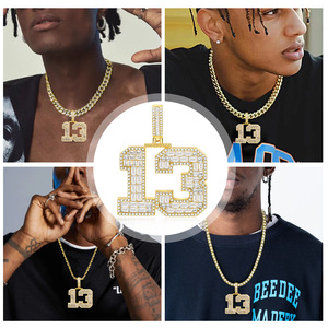 Precio al por mayor de gama alta Hip-Hop <span class=keywords><strong>13</strong></span> colgante collar personalizado estilo callejero completo-taladro Punk de lujo para regalo - Product Image 1