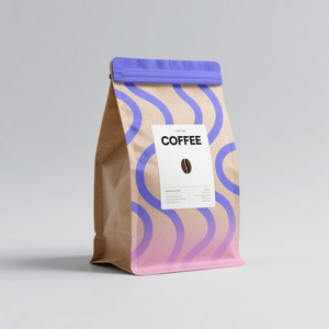 Sachet refermable biodégradable personnalisé avec logo imprimé pour emballage de thé, aliments, grains de café – Sac en papier kraft pour café - Product Image 4