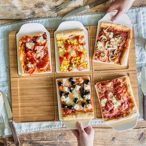 Plateau à <span class=keywords><strong>pizza</strong></span> OEM NEUF avec assiettes à tranches de <span class=keywords><strong>pizza</strong></span>, porcelaine blanche de qualité supérieure, plateau de fête <span class=keywords><strong>Pizza</strong></span> <span class=keywords><strong>Passion</strong></span> avec plateau rectangulaire en bambou - Product Image 6