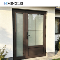 Puerta de Entrada de Aluminio de Estilo Europeo Moderno, Certificada por NFRC, Puerta Exterior Abatible con Triple Acristalamiento
