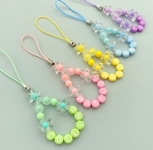 Llavero Personalizado, Mini Correa con Cuentas para Teléfono Celular, Estilo Y2K, para Colgar, con Letra o Nombre, Accesorios para Teléfono Móvil - Product Image 3