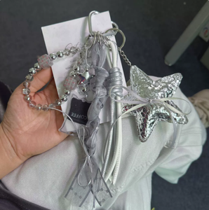 Colgante de cuerda tejida con estrella colgante de la serie color plata al por mayor, pequeño dije deslizante para bolso, regalo personalizado, colgante encantador - Product Image 3