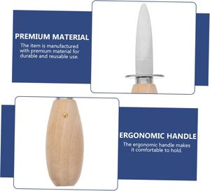 Ouvre-huîtres personnalisé avec logo, écologique, pour gaucher, manche en bois, acier inoxydable finition satinée, lame de 3,9 pouces, couteau à fruits de mer - Product Image 3