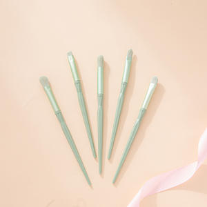 Brocha de maquillaje rosa con logotipo personalizado, 5 mini brochas de viaje para sombra de ojos, polvo suelto, herramienta de belleza, brocha - Product Image 2