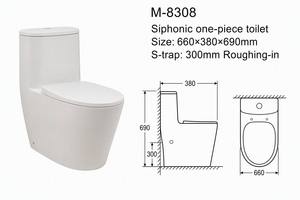 <span class=keywords><strong>WC</strong></span> monobloc moderne à siphonique, double chasse, en céramique blanche, directement de l'usine - Product Image 2
