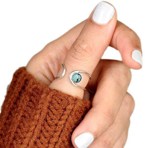 Anello Geometrico A089 in Argento Sterling 925 con Turchese Incastonato, Gioiello Unisex Vintage - Product Image 6