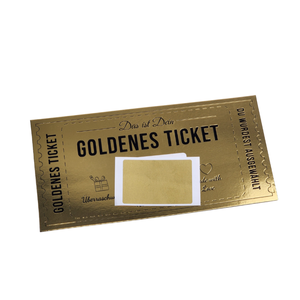 Tarjeta de papel dorado personalizada con lata de estampado negro Tarjeta de rascar de escritura personalizada Boleto dorado - Product Image 3