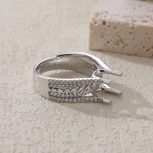 Semimontaje de aniversario de lujo para mujeres para compromiso clásico certificado Calidad Premium Oro blanco de 18 quilates Anillos finos blancos naturales - Product Image 6