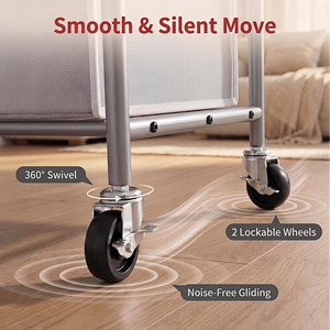 Household Removable Metal Cloth Sorter Portable Rolling <b>Divider</b> with Casters Wheels for Bathroom Laundry Hamper Baskets - Product Image 2