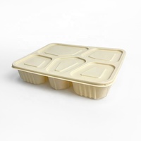 Boîte à lunch biodégradable en amidon de maïs à 5 compartiments, emballage alimentaire écologique et dégradable
