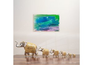 Handcrafted Silver Plated <b>Elephant</b> Pair Vastu Home <b>Decor</b> Lucky <b>Elephant</b> Statue Feng Shui Gift Wedding Tabletop Figures Office - Product Image 3