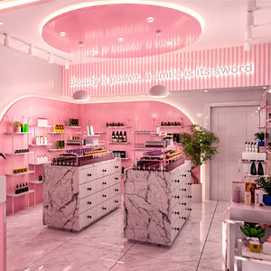 Estantes de exhibición de cosméticos personalizados de moda Rosa CIRI, estante de pared de exhibición de maquillaje para centro comercial, escaparate de cosméticos para tienda de belleza - Product Image 3