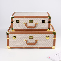 Boîte de rangement à main de luxe avancée Rectangle accessoires en cuir de luxe poignée en bois de bambou pour dressing vestiaire photographie