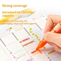 Stylo surligneur pour étudiants, pointe pinceau inclinée, marqueur aquarelle fluorescent 6 couleurs, grande cartouche d'encre