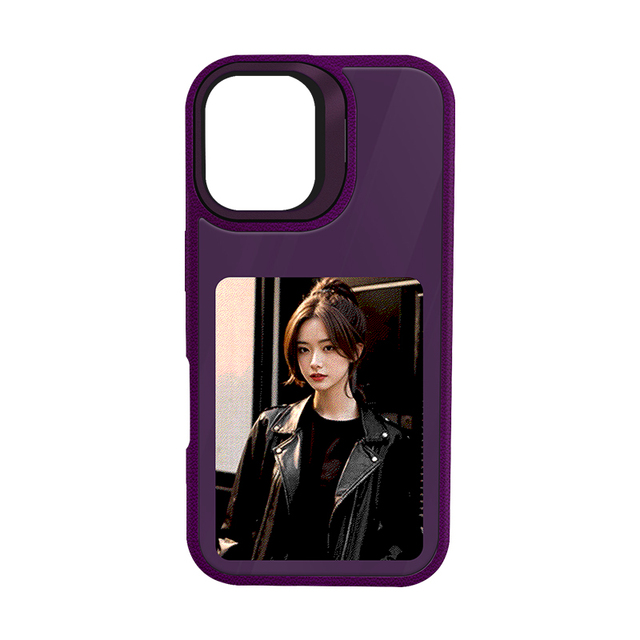 4-Colors Display Screen NFC Smart Phone Case for iPhone 16 Pro DIY Picture Digital Ink Phone Case Cover with Camera Phone Holder