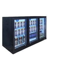 Bar Counter Beer Cabinet Commercial Stainless Steel Refrigerated Display Cabinet Beverage Cooler Bar Sliding Door Drink Fridge
