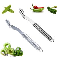 Roestvrijstalen jalapeño-peperontpitter met gekarteld blad, ergonomische handgreep, verwijdert zaden, fruit en groenten