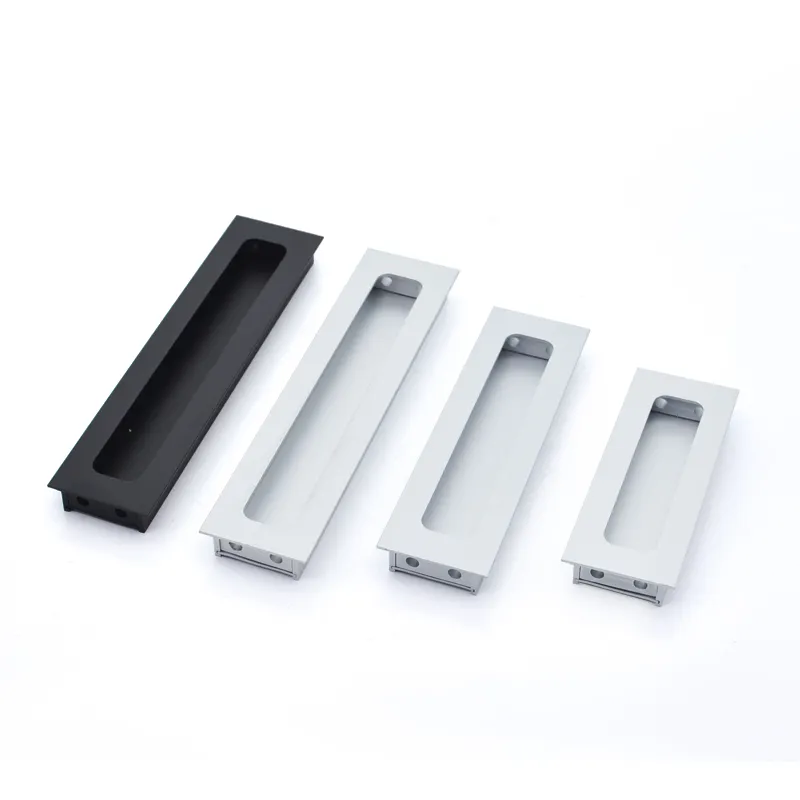 Modern style customized size black silver aluminum cabinet drawer flush pull handle