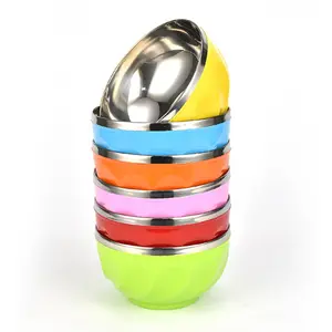 Eco-vriendelijke Rvs Mixing Bowls Kleurrijke Metalen Bowls Voor Food Grade Home Rijst Soepkom Gift
