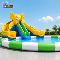 Équipement de jeux aquatiques personnalisé Piscine gonflable pour parc aquatique avec toboggan éléphant