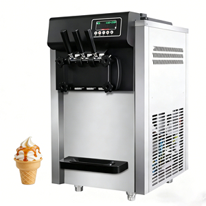 Máquina de helado suave de acero inoxidable con tres asas para mostrador, ideal para tiendas de conveniencia y cafeterías, uso comercial internacional. - Product Image 3