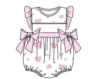 Baju Bayi Smocked Mama's Girl dengan Nama Kustom, Dua Pita, Motif Cinta, Romper Bubble Musim Panas Rajutan 100% Katun - Product Image 4