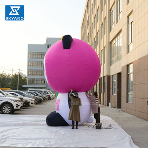 Personalizzato all'aperto pubblicità gonfiabile cartone animato gigante rosa scuro gonfiabile orso dei cartoni animati con bambù per eventi d'amore - Product Image 4