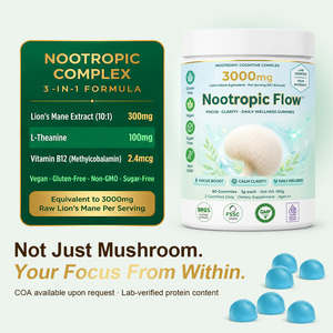 Suplemento de Hongos para Estimular el Cerebro, Gomitas con Extracto de Melena de León 3000mg, Apoyo a la Memoria, Claridad Mental, Nootrópico Diario, 60 Unidades, Sin Gluten - Product Image 6
