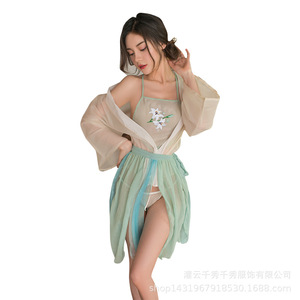 Nouvelle lingerie sexy Hanfu, ensemble de pyjama de chambre séduisant et passionné, uniforme de flirt chaud, dropshipping, pur désir - Product Image 5
