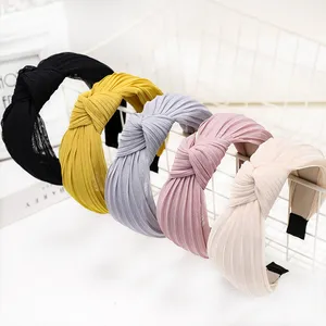 Ladies hair accessories lace mesh knot headband girls fabric twist knot wide brimmed hairband