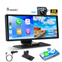Podofo 10.26" Autoradio portable sans fil CarPlay 4K DVR Écran CarPlay Écran Incell Android Auto Commande vocale BT Airplay OEM