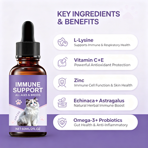 NurtureNova Gocce Liquide per il Supporto Immunitario dei Gatti 60ml Integratore Alimentare Naturale ad Assorbimento Rapido per Tutte le Razze OEM Privato - Product Image 2