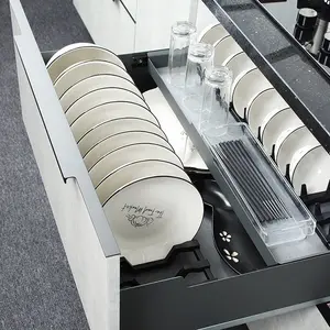 Modern Tableware Dishes Bowls Chopsticks Glasses Soup Spoons Divider Used In Kitchen Cabinet Sliding Storage Drawer Pull Basket