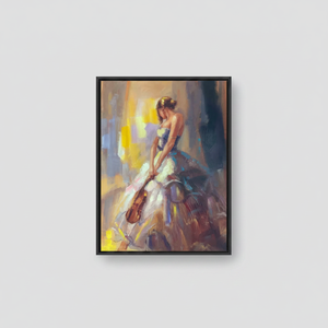 Modern Printed Woman with Violin Canvas Art: Elegant Wall Decor,<b>BLACK</b> <b>FRAMED</b> CANVAS - Product Image 2