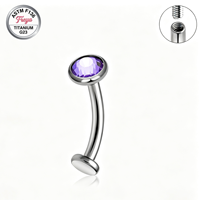 Piercing de ombligo flotante de titanio F136 con circonita cúbica, parte trasera plana, 14GX10MM/12MM, anillo de ombligo cóncavo interior G23, joyería