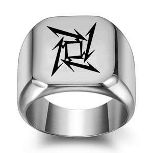 Bague pour homme en acier inoxydable doré, motif flèche, 18 mm, bijou géométrique carré, cadeau - Product Image 3