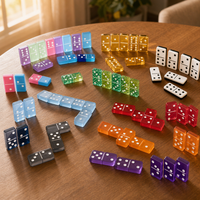 Lot de dominos en acrylique transparent ambre orange, 28 pièces, personnalisable avec logo, pour jeu de table de Thanksgiving