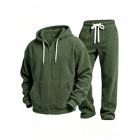 Ensemble décontracté homme automne : veste à capuche tissée unie à manches longues et pantalon de sport, style transfrontalier Europe-Amérique, populaire