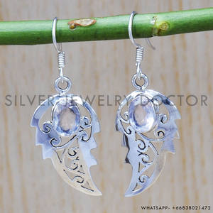Pendientes de piedras preciosas de cristal, joyería hecha a mano de diseño real de Plata de Ley 925, pendientes finos a granel para mujer, joyería al por mayor - Product Image 2