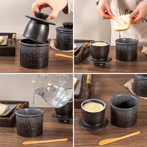 Cilindro para mantequilla de gres Chaozhou con tapa y esmalte de sésamo DF1154 para regalos - Product Image 4