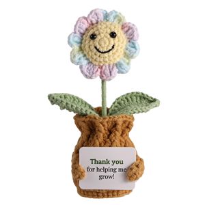 Poupée tournesol colorée en coton et laine, crochetée à la main, ornement en fil, phalaenopsis tricotée et petite poupée - Product Image 1