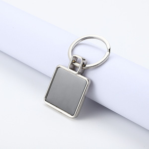 Custom Metal Matte Silver Square Engraved Customizable Logo Custom Made Keychain Manufacturer Custom Logo Shape Keychain - Product Image 5