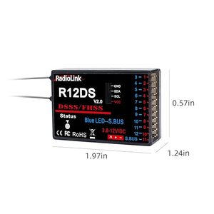 Récepteur <span class=keywords><strong>RadioLink</strong></span> <span class=keywords><strong>R12DS</strong></span> 12CH 2.4Ghz en plastique ABS pour émetteur AT9 AT9S AT10 AT10, photographie aérienne - Product Image 3