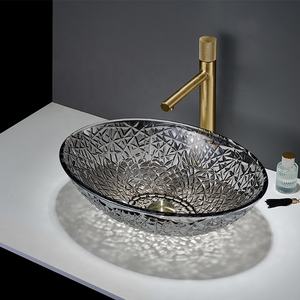 SDAYI nuovo arrivo Art vetro temperato ovale singola ciotola da tavolo WC cielo blu colorato arcobaleno lavabo a mano per il bagno - Product Image 6