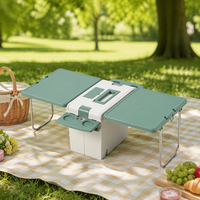 Glacière isotherme pliable en plastique économique de 17 L avec table extensible pour pique-nique, camping, plage, jardin et fêtes