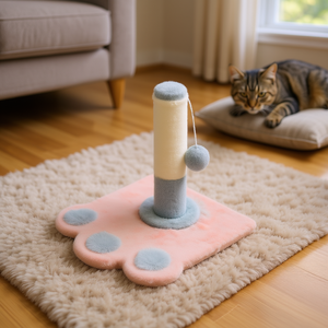 Rascador para Gatos con Diseño de Huella de Pata, Sisal Rosa, Resistente, para Interiores - Product Image 2