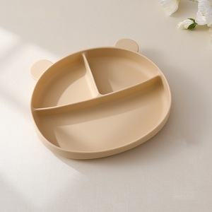 Nouvelle Arrivée Assiette Ours Bébé en <span class=keywords><strong>Silicone</strong></span> Sans BPA avec Ventouse Antidérapante et Compartiments pour Repas de Bébé - Product Image 2