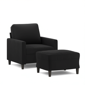 Black Sofa Chair with <b>Footstool</b> Living Room Modern Fabric Leisure Chair Contemporary Design Wood <b>Legs</b> Home Furniture - Product Image 1