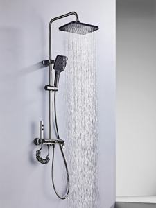 Boutons <span class=keywords><strong>de</strong></span> piano ensemble <span class=keywords><strong>de</strong></span> <span class=keywords><strong>douche</strong></span> kit <span class=keywords><strong>de</strong></span> <span class=keywords><strong>douche</strong></span> mural gris pluie pressurisée 4 modes sortie <span class=keywords><strong>d</strong></span>'<span class=keywords><strong>eau</strong></span> avec mélangeur en laiton - Product Image 3